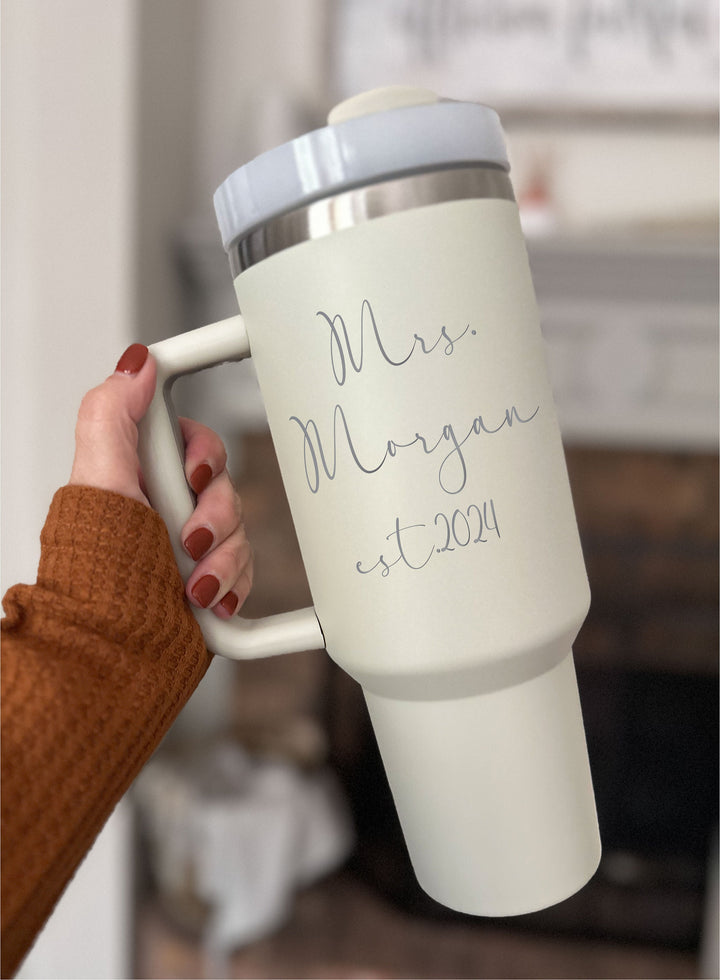Mrs Gifts For The Bride To Be Cup With Handle 40 Oz Tumbler