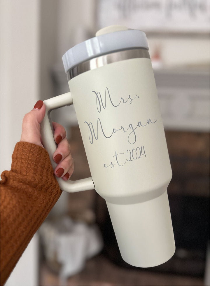 Mrs Gifts For The Bride To Be Cup With Handle 40 Oz Tumbler