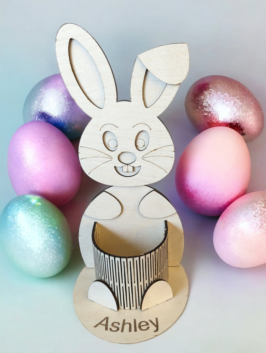 Personalized Easter Bunny Candy Holder - Engraved Box for Chocolate Eggs - Custom Easter Bunny Egg Organizer