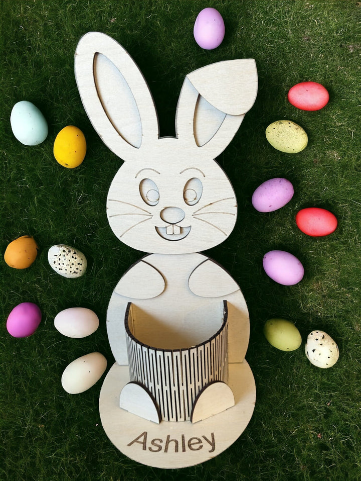 Personalized Easter Bunny Candy Holder - Engraved Box for Chocolate Eggs - Custom Easter Bunny Egg Organizer