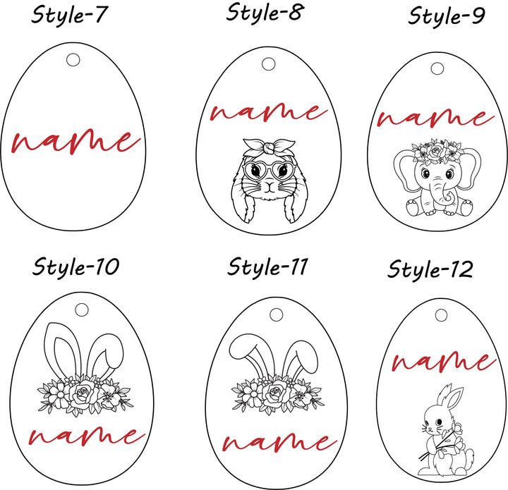 Personalized Easter Name Tag Minimalist Egg Custom Bunny Tag
