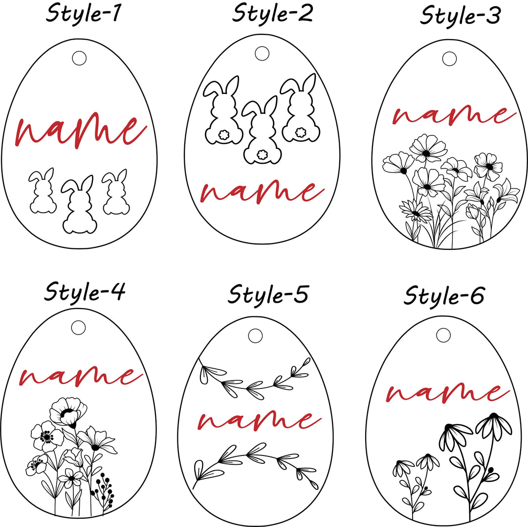 Personalized Minimalist Easter Name Tag - Custom Egg and Bunny Tags for Kids' Easter Baskets