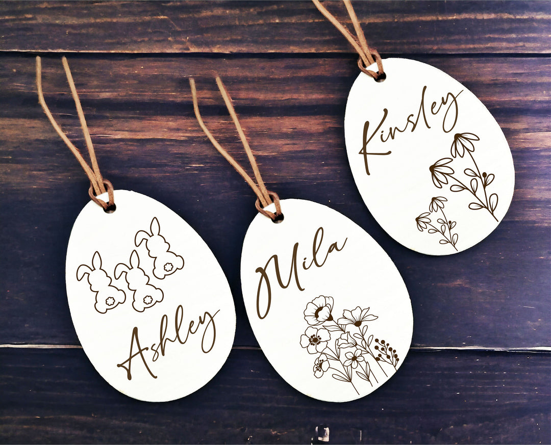 Easter Name Tags Personalized Minimalist Custom Bunny Tags