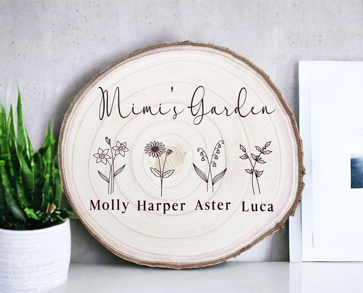 Personalized Birth Flower Gift for Grandma - Custom Nana’s Garden with Grandkids' Names - Perfect for Gigi, Mimi, Meemaw, and Home Decor