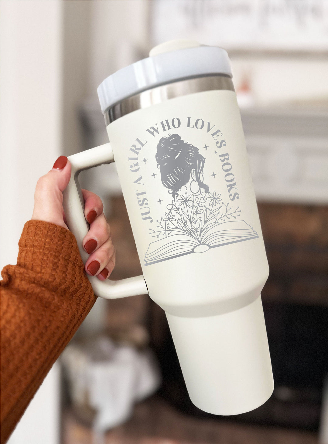 Just A Girl Who Loves Book Tumbler 40oz With Handle