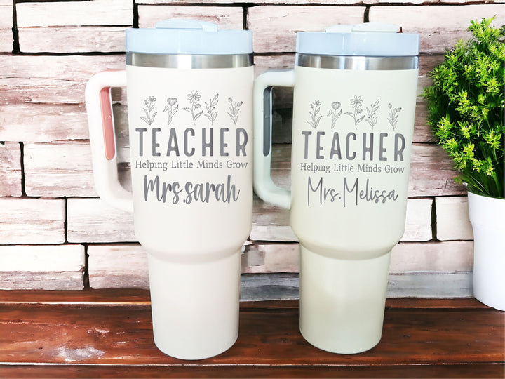 Teacher Gift Personalized&nbsp;Tumbler Helping Little Minds Grow Teacher Appreciation Gift End of year gift customized with name teacher&nbsp;cup