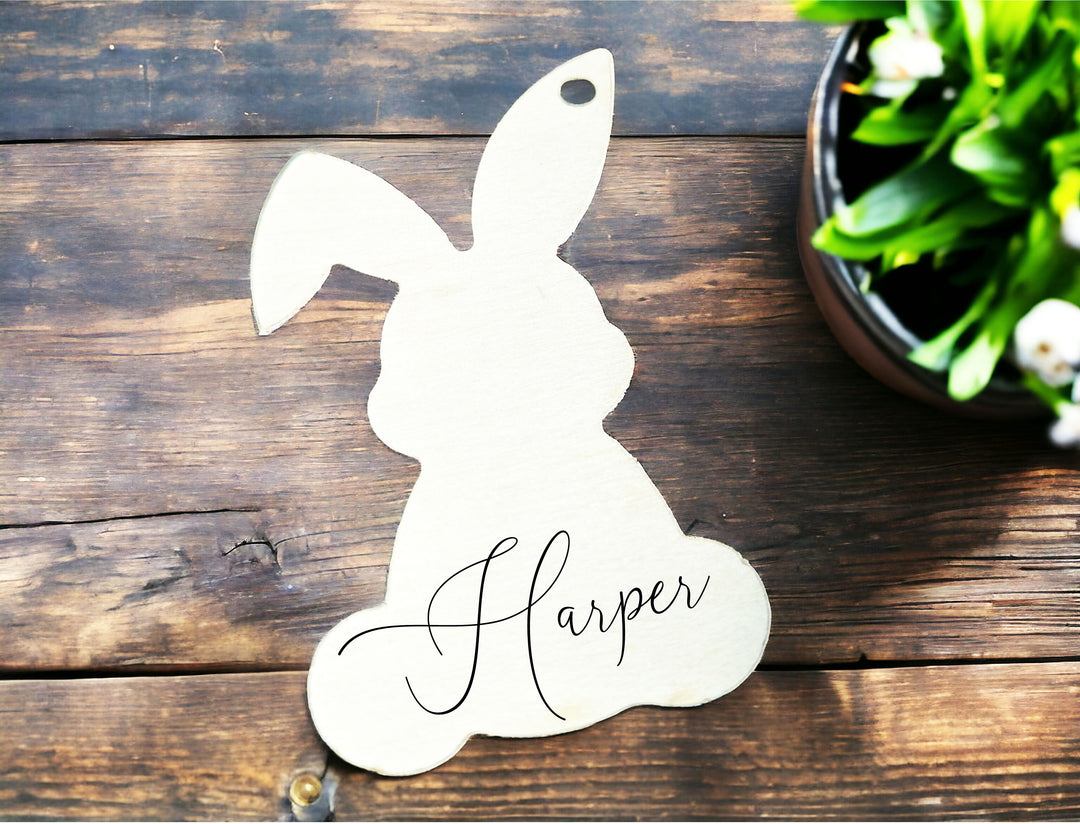 Personalized Easter Bunny Name Tag - Minimalist Egg and Bunny Tags for Kids' Easter Baskets