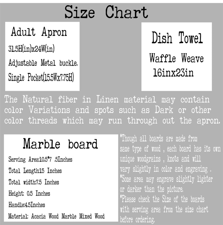 Custom Wedding Kitchen Gift Aprons and Cheese Board Set