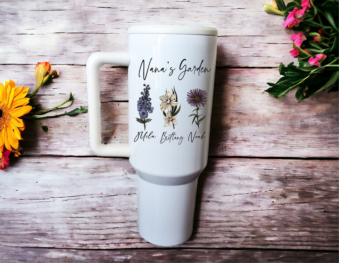 Grandma's Garden Birth Month Flowers Nana Gift Tumbler