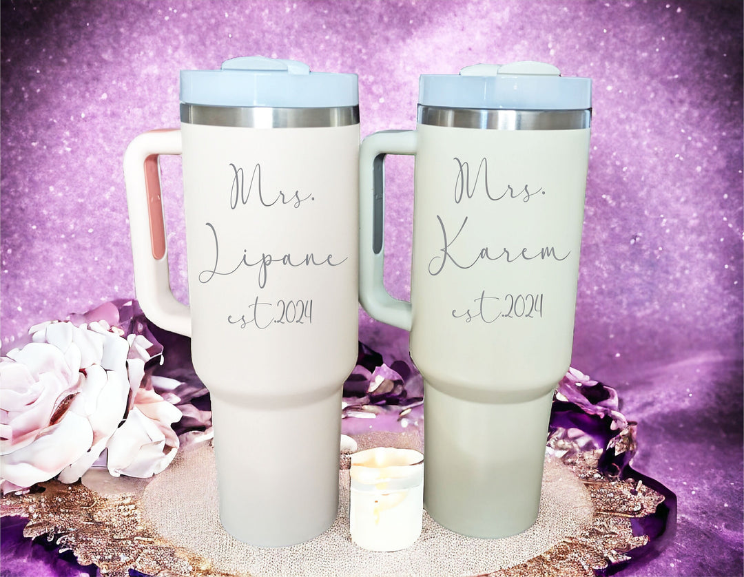 Mrs Gifts For The Bride To Be Cup With Handle 40 Oz Tumbler