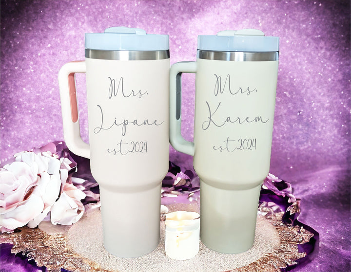 Mrs Gifts For The Bride To Be Cup With Handle 40 Oz Tumbler