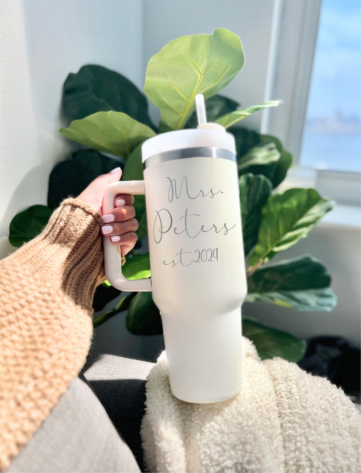 Mrs Gifts For The Bride To Be Cup With Handle 40 Oz Tumbler