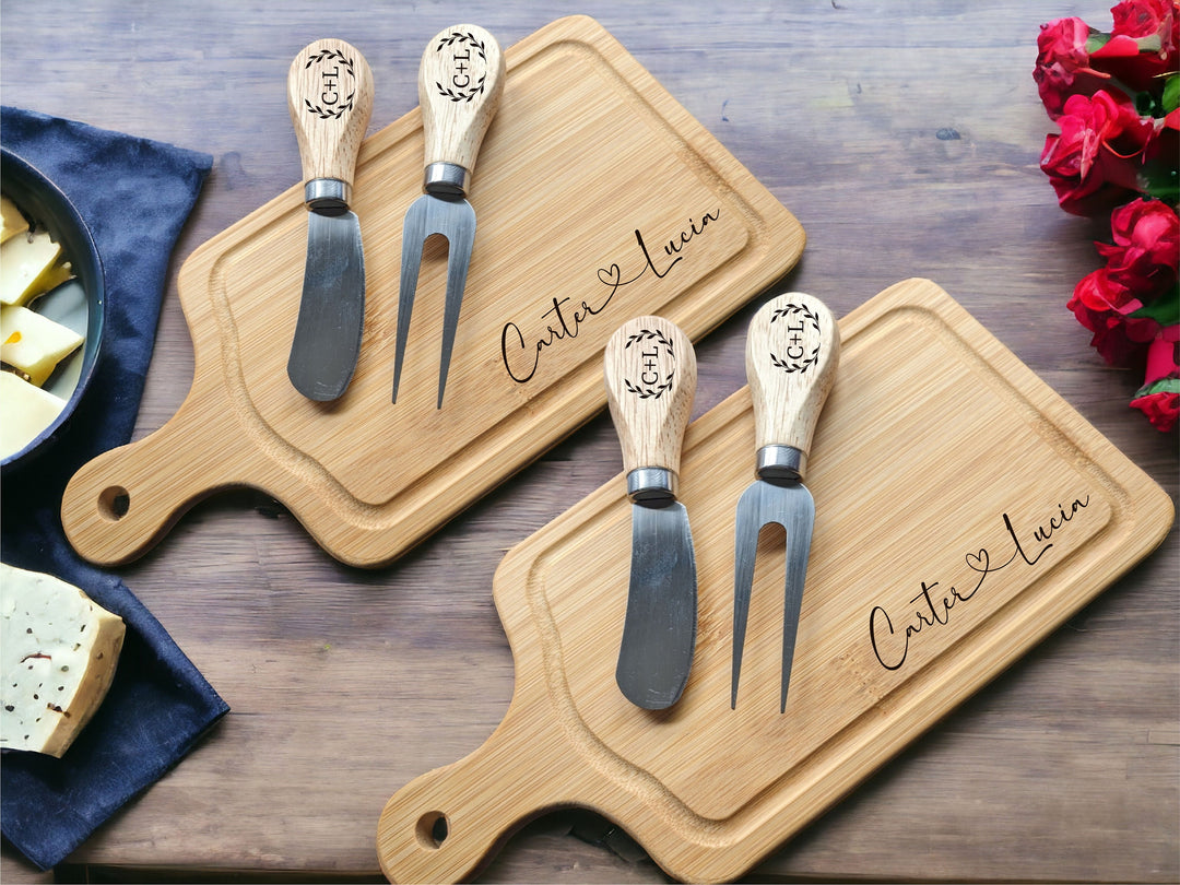 Mini Cheese Serving Board Personalized Bamboo Newlywed Gift