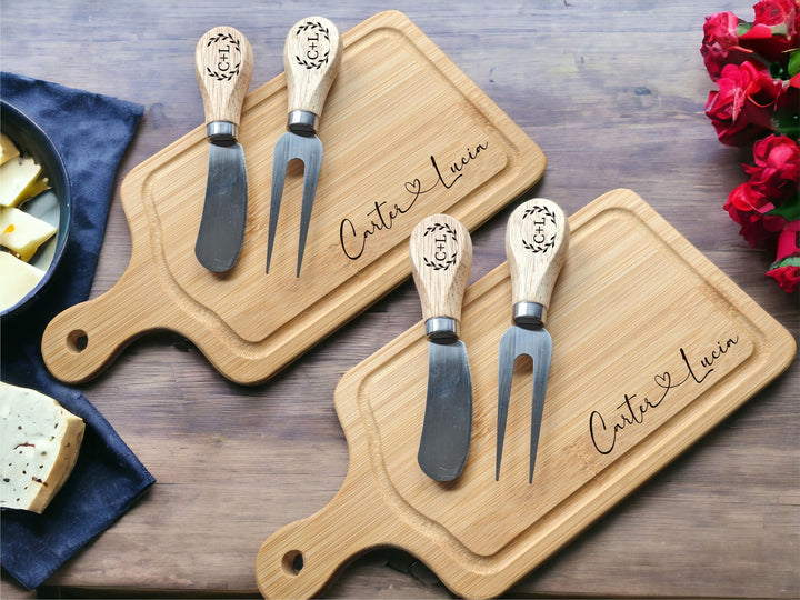 Mini Cheese Serving Board Personalized Bamboo Newlywed Gift