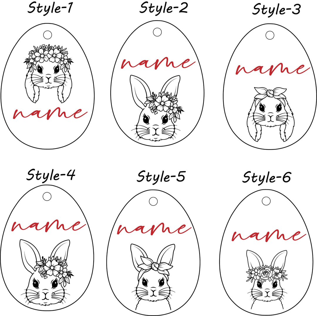 Personalized Easter Name Tag Minimalist Egg Custom Bunny Tag