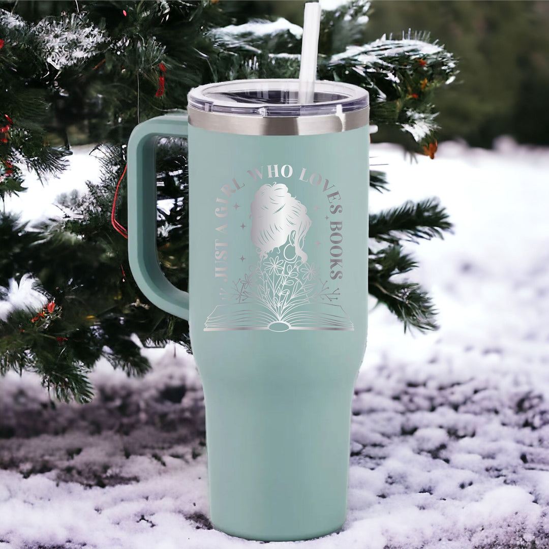 Book Lover Gift Tumbler 40 Oz With Lid Reader Girl Gift