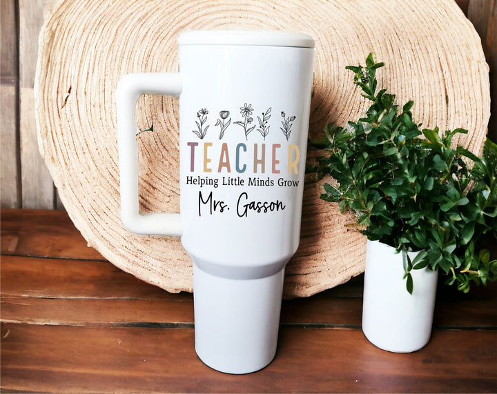 End of year Teacher gifts personalized tumbler Gift for Teacher Appreciation&nbsp;Elementary teacher gift&nbsp;School Teacher floral cup with name