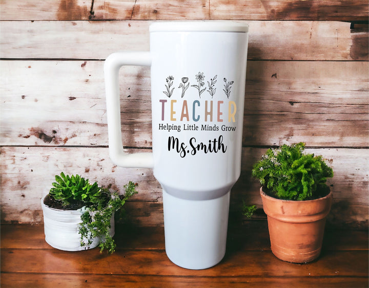 End of year Teacher gifts personalized tumbler Gift for Teacher Appreciation&nbsp;Elementary teacher gift&nbsp;School Teacher floral cup with name