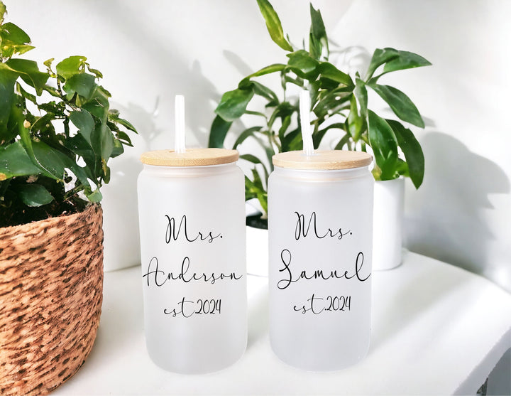 Personalized Future Mrs&nbsp;bride gift iced coffee cup Lid&nbsp;Bridal shower gift Engaged tumbler Gift for Fianc&#233;e Custom name Future mrs&nbsp;cups