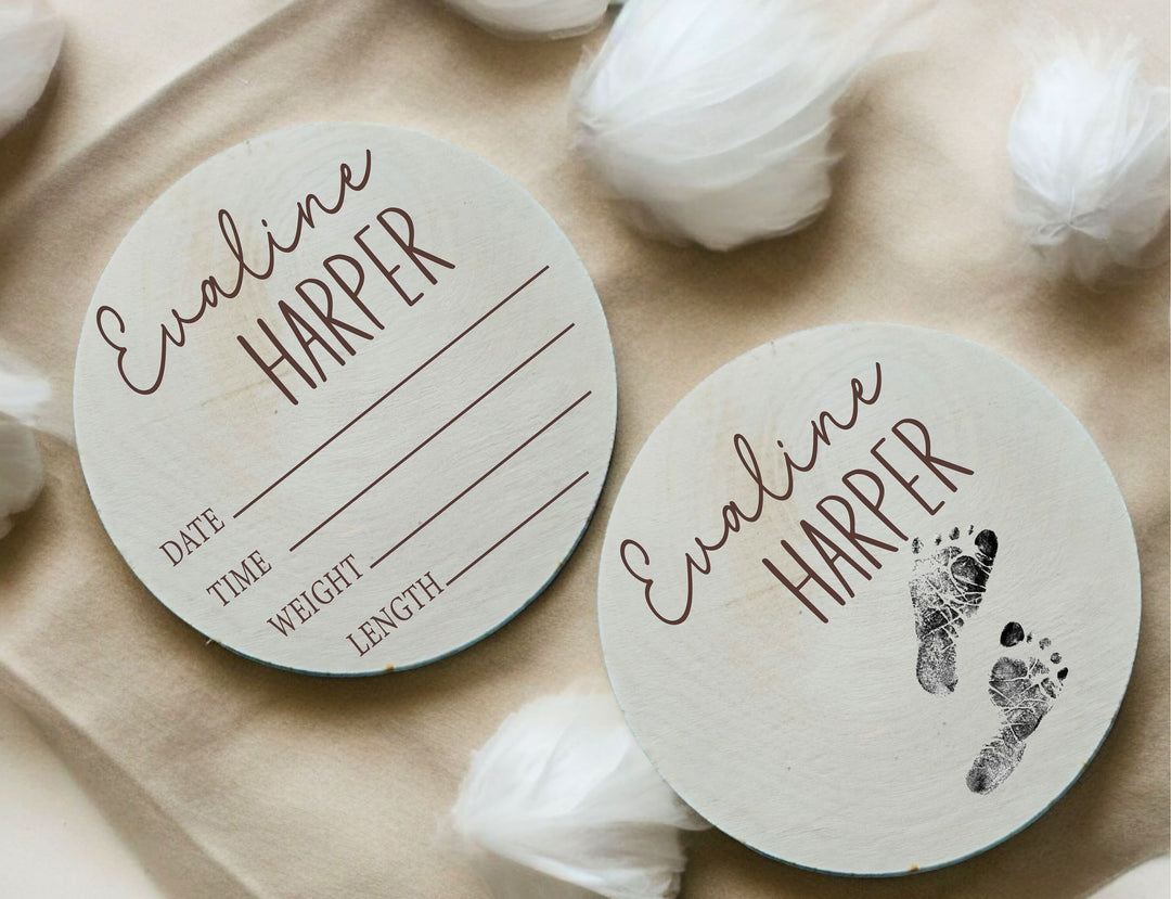 Custom Newborn Baby Birth Stat and Name Sign Wooden Decor