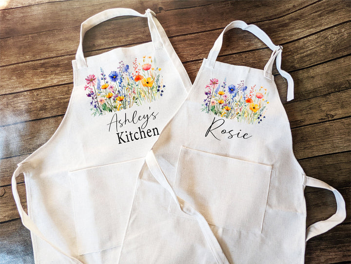 Personalized Floral Kitchen Apron Set