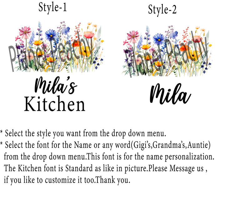 Personalized Floral Kitchen Apron Set