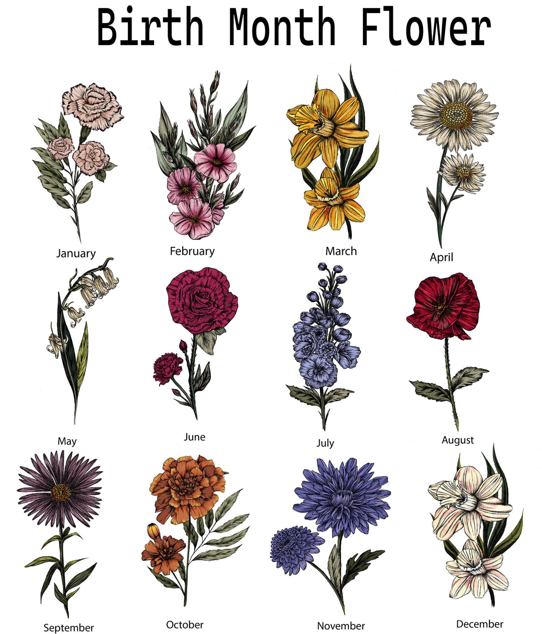 Personalized Birth Flower Apron for Women & Kids