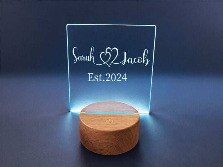 Personalized Couple name wedding gift light decor newly married Engagement gift anniversary gift Custom light with date Bridal shower gift