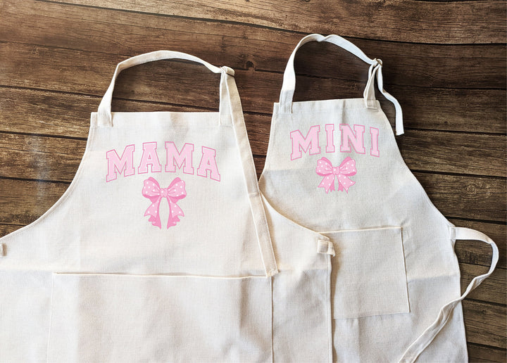 Mommy and me Matching coquette apron gift for mothers day Baking Mama mini Linen apron Matching Baking Apron for Women Apron with pocket