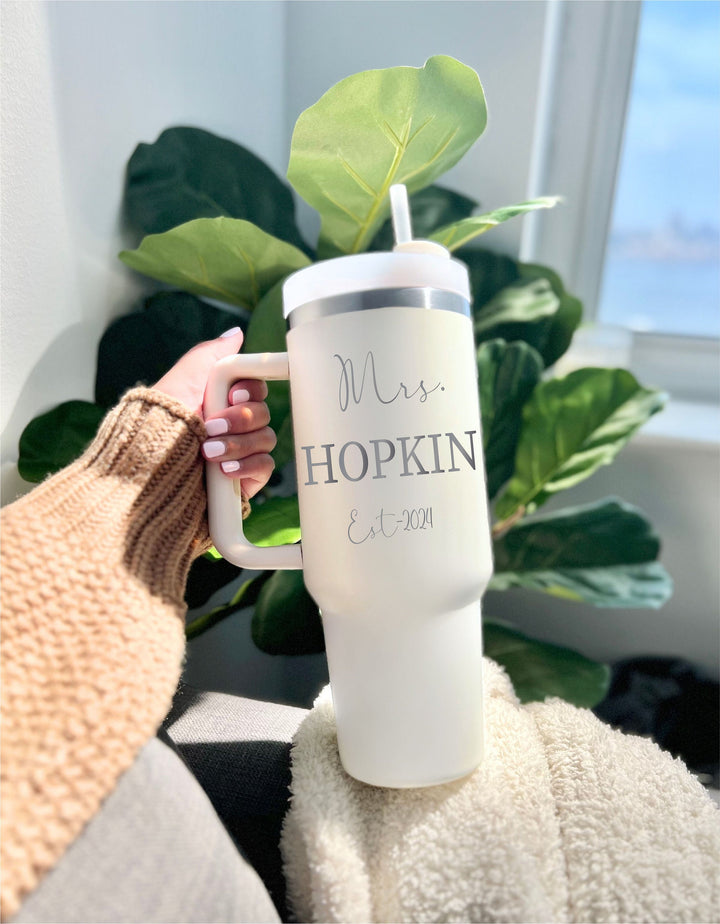 Future Mrs Bride Gifts Cup 40 oz Lid Straw Tumbler