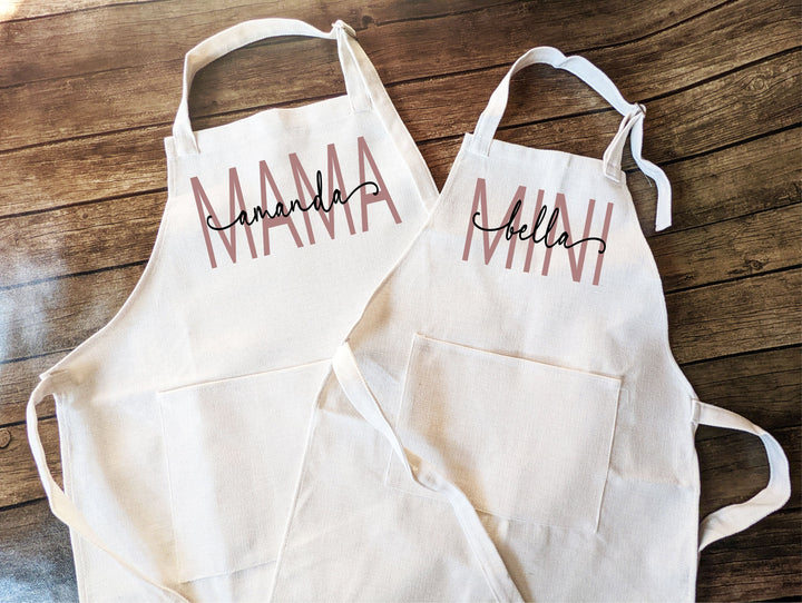 Mommy and me Matching apron gift for mothers day Baking Nana mini Linen apron Matching Baking Apron for Mom and Kid Women Apron with pocket