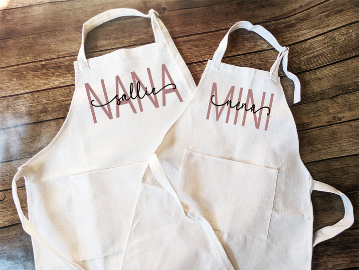 Mommy and me Matching apron gift for mothers day Baking Nana mini Linen apron Matching Baking Apron for Mom and Kid Women Apron with pocket