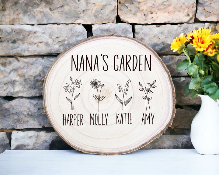 Personalized Birth Flower Gift for Grandma with Kids' Names