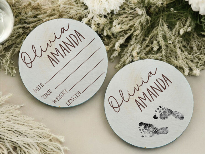 Custom Newborn Baby Birth Stat and Name Sign Wooden Decor