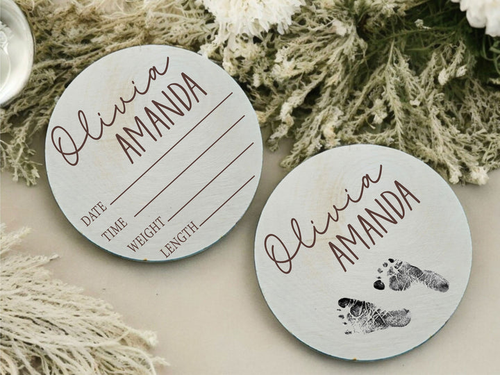 Custom Newborn Baby Birth Stat and Name Sign Wooden Decor