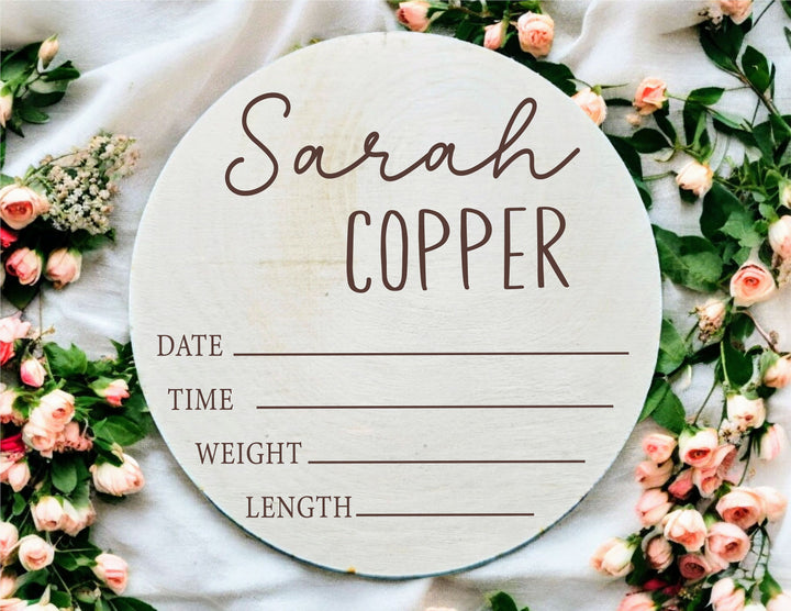 Custom Newborn Baby Birth Stat and Name Sign Wooden Decor