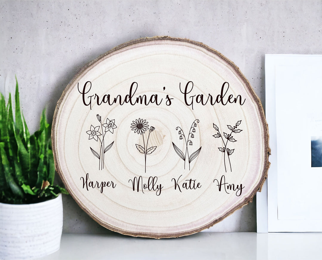 Personalized Birth Flower engraved mama gift Grandma Mothers day gift with grandkids name Custom gift for Gigi Mimi mama gift with kids name