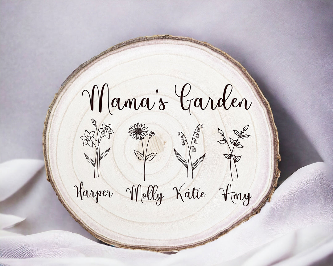 Personalized Birth Flower Engraved Mama Gift