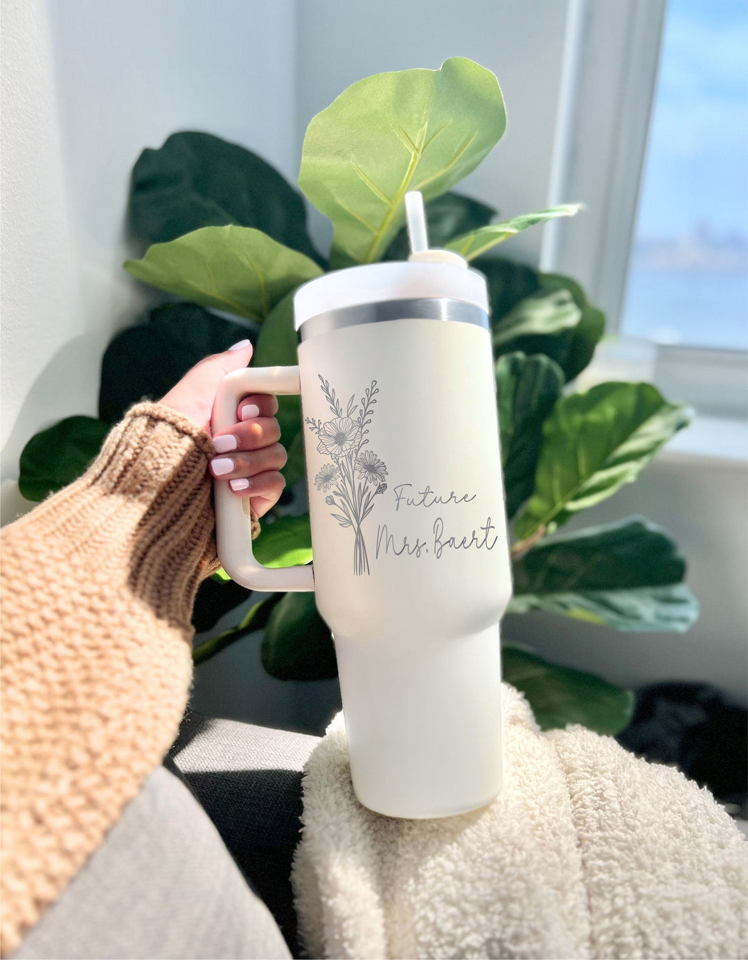 Custom Engaged Tumbler with Handle – Ideal Gift for the Bride-to-Be