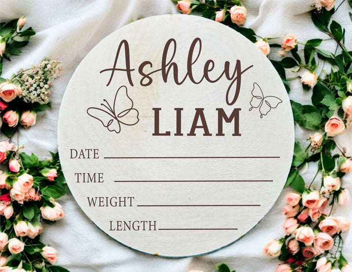 Personalized Baby Name Photo prop Newborn Birth stat and name Sign for hospital Engraved name Announcement Plaque Baby Wooden Nursery Decor