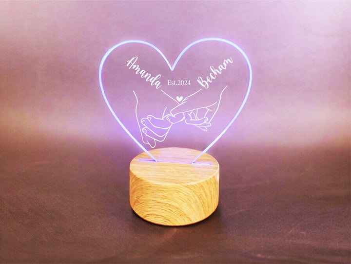 Custom Couple Holding hand wedding gift light decor newly married Engagement gift anniversary gift Personalized Night light with name year