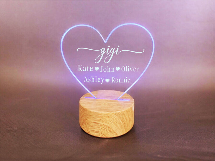 Mothers day gift Personalized LED Light with kid name Mothers Day gift Grandma gift Light Grandkids name Custom acrylic engraved light decor