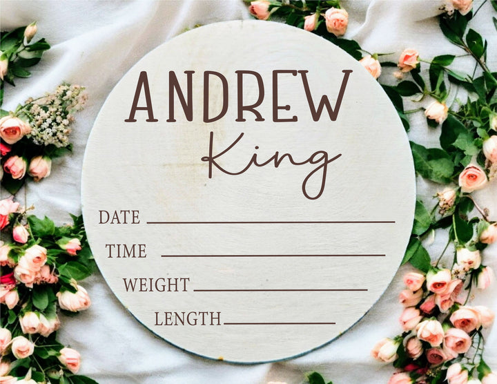 Baby Birth Stat and Name Sign Custom Engraved Announcement Plaque