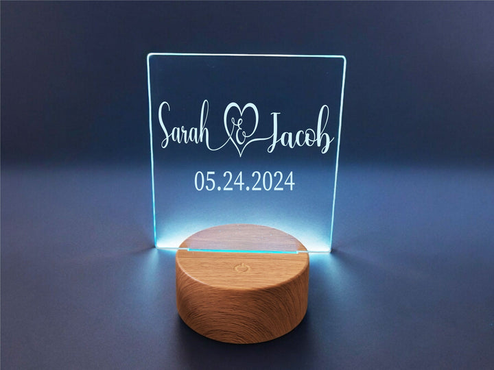 Personalized Couple name wedding gift light decor newly married Engagement gift anniversary gift Custom light with date Bridal shower gift