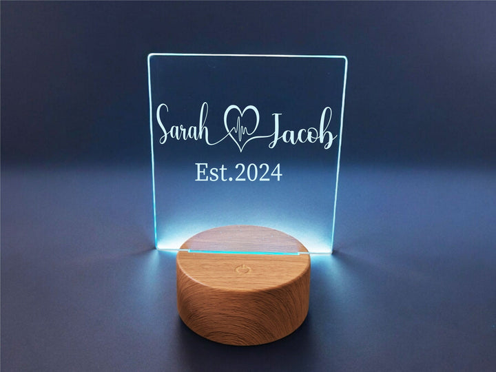 Personalized Couple name wedding gift light decor newly married Engagement gift anniversary gift Custom light with date Bridal shower gift