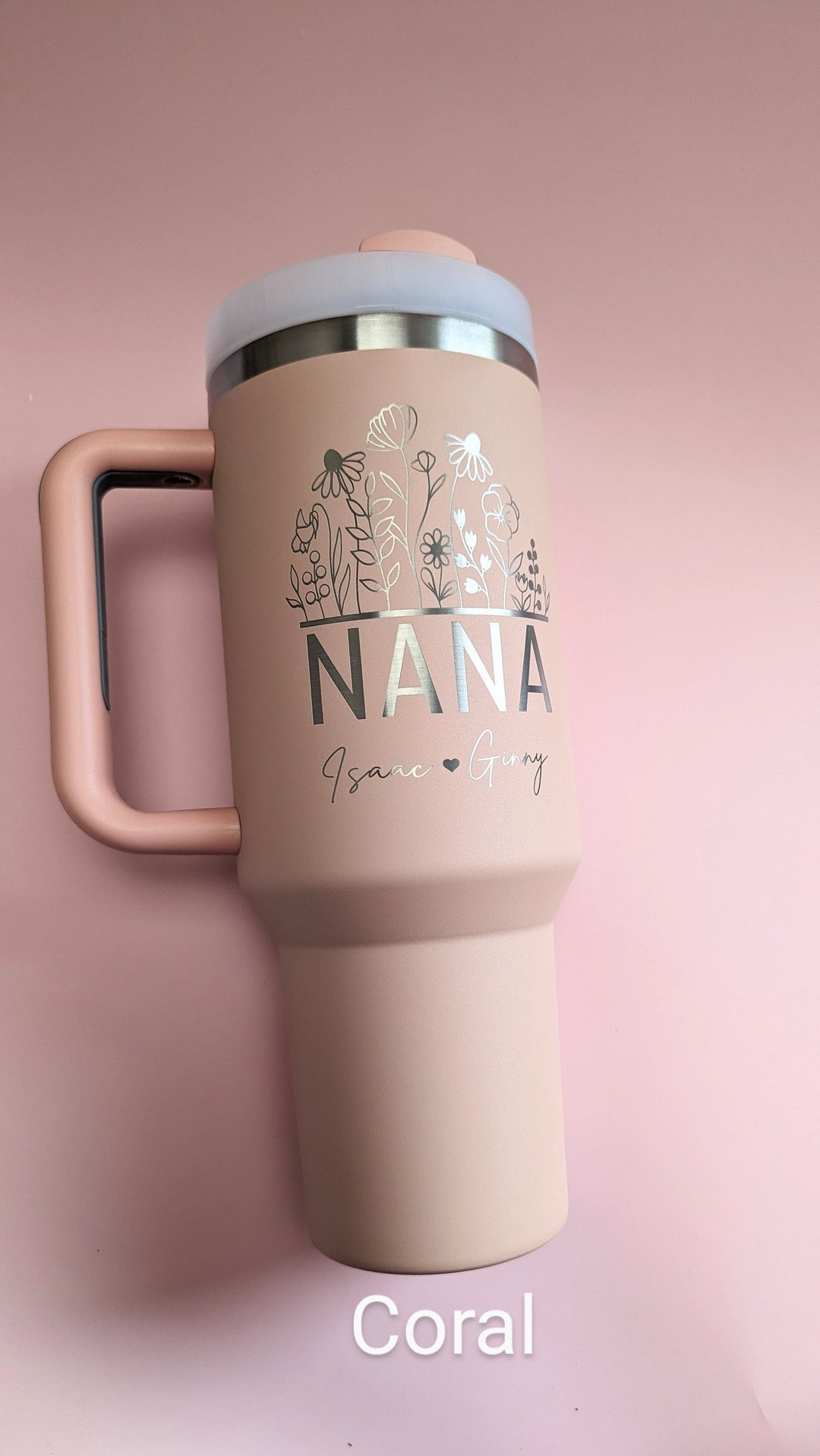 Custom NANA Tumbler with Grandkids' Names | Personalized Floral Travel Mug | Gift for Grandma, Nana, Mimi, Gigi | Mother’s Day Gift