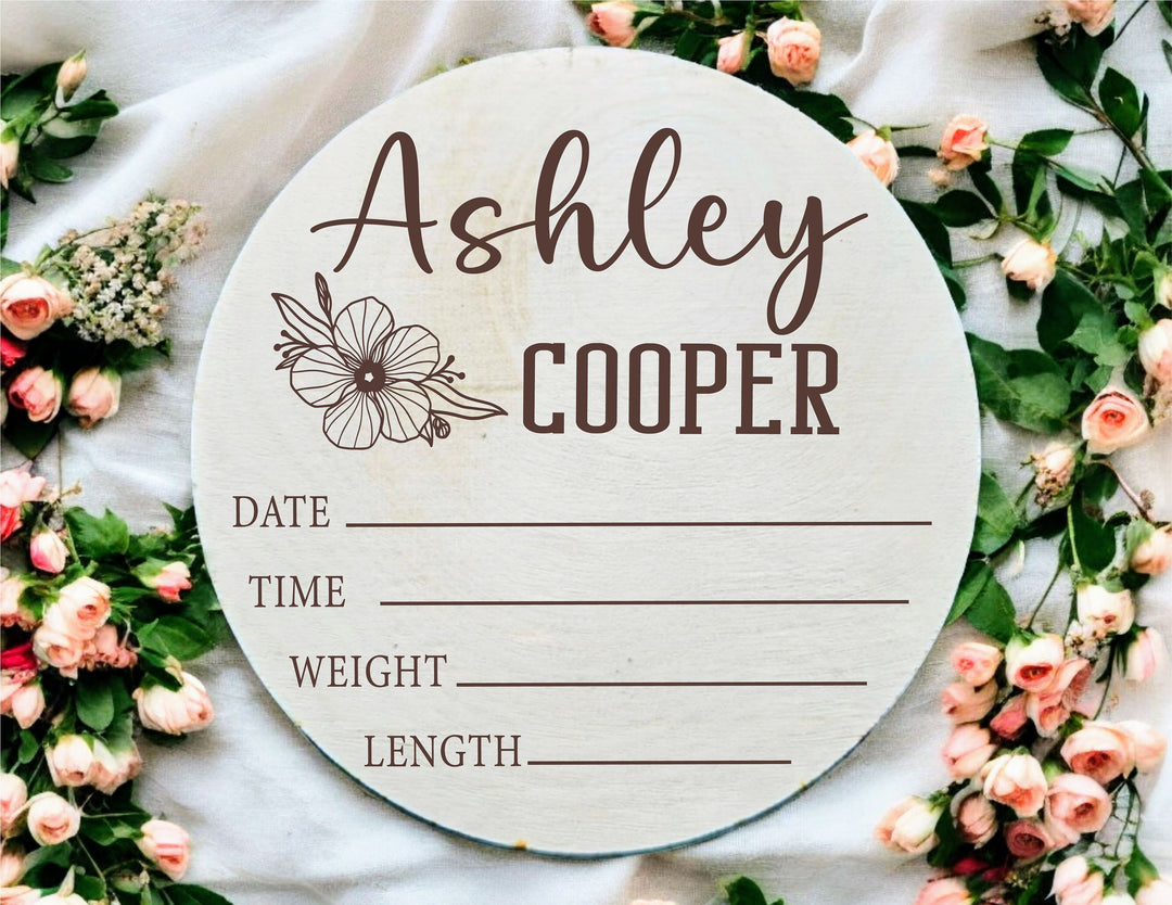 Personalized Baby Name Photo prop Newborn Birth stat and name Sign for hospital Engraved name Announcement Plaque Baby Wooden Nursery Decor