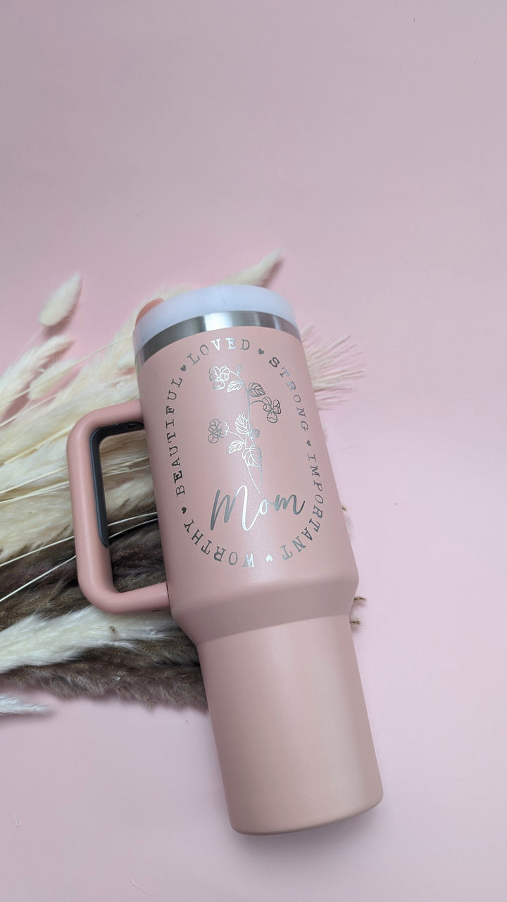 Mothers Day Mom Gift Tumbler Floral Mama Cup 40 Oz