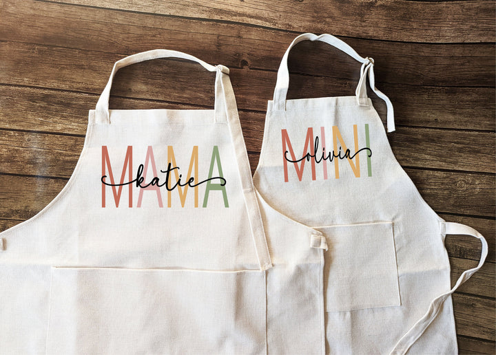 Mommy and me Matching apron gift for mothers day Baking Mama mini Linen apron Matching Baking Apron for Mom and Kid Women Apron with pocket