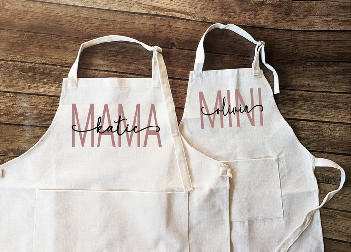 Mommy and me Matching apron gift for mothers day Baking Nana mini Linen apron Matching Baking Apron for Mom and Kid Women Apron with pocket